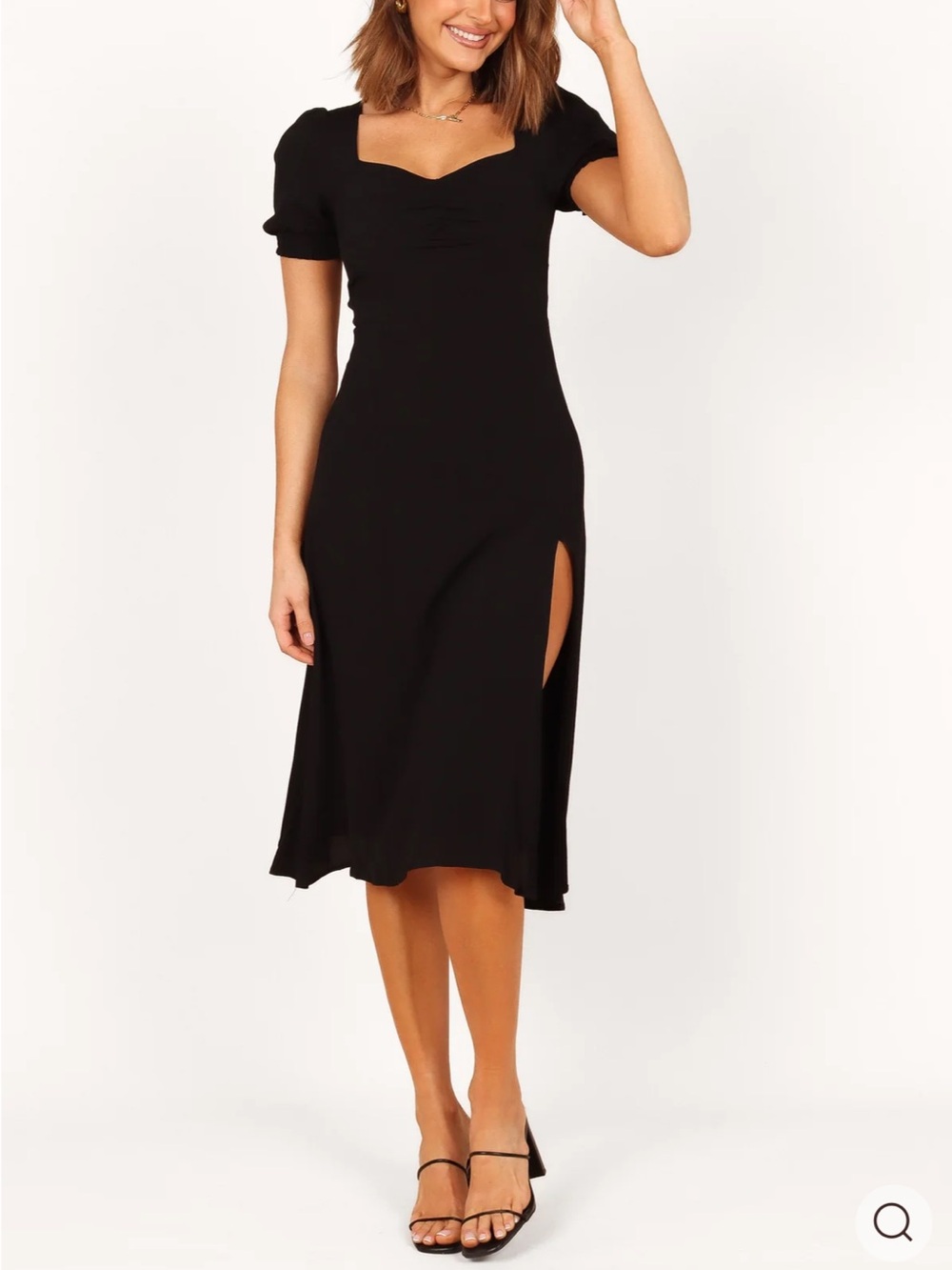 Elegant Black Midi Dress with Side Slit